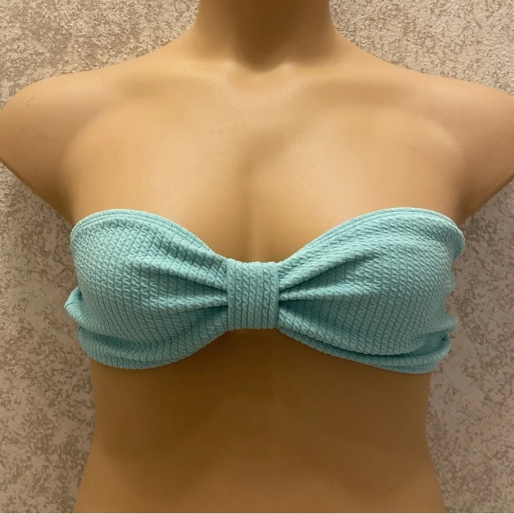 SHEIN Seafoam Textured Bandeau Bikini Top